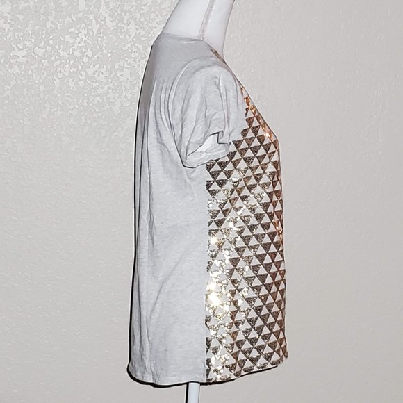 4/$20 Seed Gold Sequin Triangle Pattern Tee - Picture 2 of 6